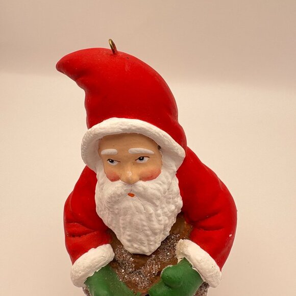 Vintage Pinecone Santa Claus Christmas Tree Ornament Glitter Accents Rustic - Picture 7 of 8